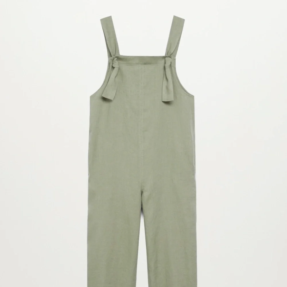 Olive Green 100% Linen Jumpsuit -